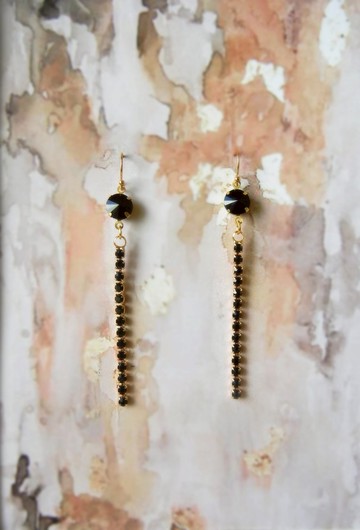 *coucoubird*晚宴-黑鑽石墜耳環/可改夾式