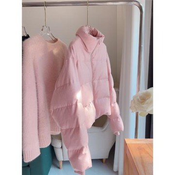 皖西大白鵝鵝絨服梭織山羊絨鵝絨服羽絨服超保暖櫻花粉色灰色