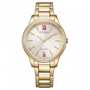 【CITIZEN】星辰 Eco-Drive光動能 EM0418-81X 羅馬字 藍寶石鏡面 鋼錶帶女錶 玫瑰金 34mm