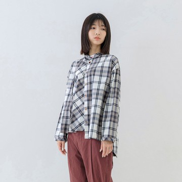 格紋傘狀不對襯剪裁上衣