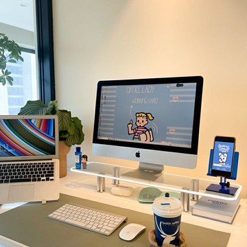 【發光收納神器】亞克力增高架 桌面置物架 電腦增高架 收納架 發光置物架 透明亞克力材質 邊緣LED發光 多層收納空間 適用辦公桌書房