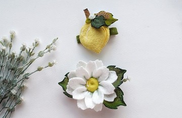 檸檬和洋甘菊髮夾 白花嬰兒髮夾