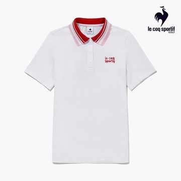 【LE COQ SPORTIF GOLF公雞高爾夫】女款白色輕盈透氣彈性設計舒適活動自如POLO衫 QLV2R241