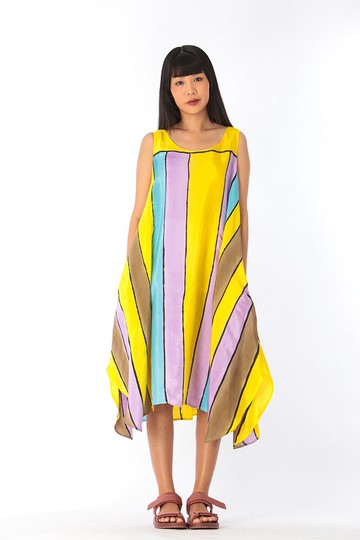 Dress Hand Paint Soft Cotton Silk for Yoga Vacation Holidays