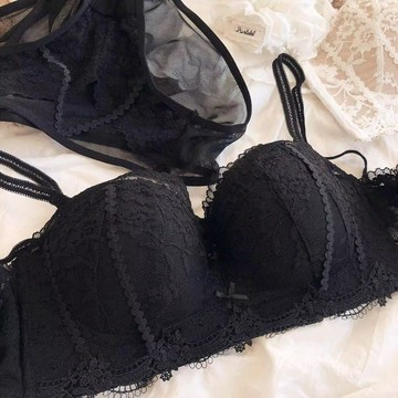 限時搶購⏳新款性感蕾絲刺繡內衣女小胸聚攏上託顯大無鋼圈夏季抹胸文胸套裝W3SA
