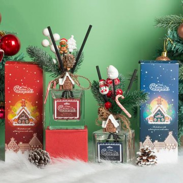 QIDINA 聖誕糖果雪屋硅藻土香氛擴香瓶-B /聖誕禮物 交換禮物 聖誕樹 送禮 婚禮小物 聖誕節裝飾