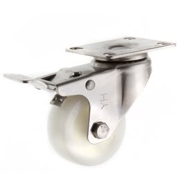 【2.5英吋】2.5吋 尼龍輪 白鐵/不鏽鋼輪子 四角雙剎車 萬向輪