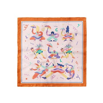 插畫師周邊 ::100%silk真絲絲巾:: — 跳舞印花 禮物 大方巾
