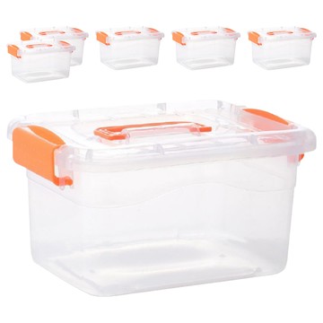 透明手提收納箱 3個  透明色  中(18.5 x 14.5 x 10.8cm)  2組