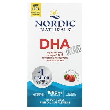 Nordic Naturals, DHA Xtra，草莓味，60 粒軟膠囊