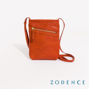 ZODENCE CHOCCO義大利植鞣革手機包-橘紅