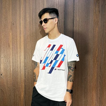 美國百分百【全新真品】PUMA T恤 棉質 上衣 休閒 短袖 BMW聯名 T-shirt logo 短T 白色 CL08
