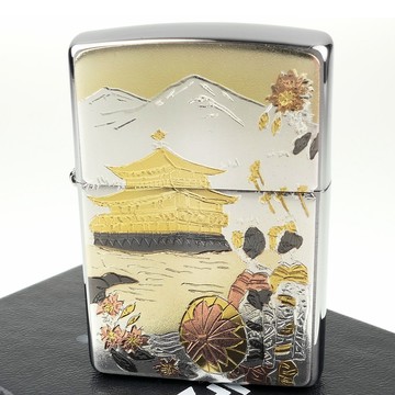 Zippo 日系~傳統藝術- 金閣寺圖案電鑄板貼片加工打火機