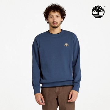 Timberland 男款藍色休閒圓領長袖上衣|A6NDBEYO