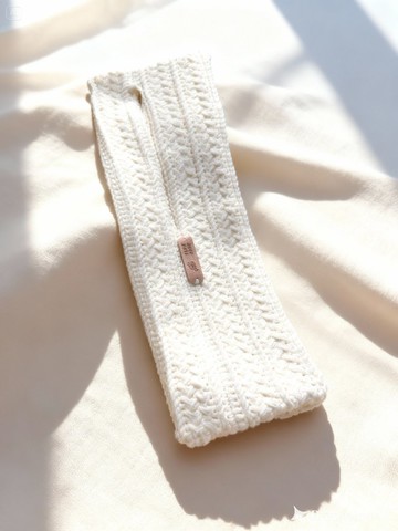 【鉤鉤手】象牙白鉤織手機提袋/長條形手機套