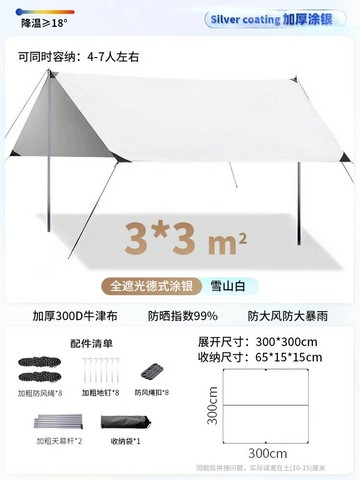 帳篷 露營帳篷 黑膠天幕帳篷戶外便攜式桌椅露營全套裝備野營野餐大號防曬遮陽棚【CM24836】