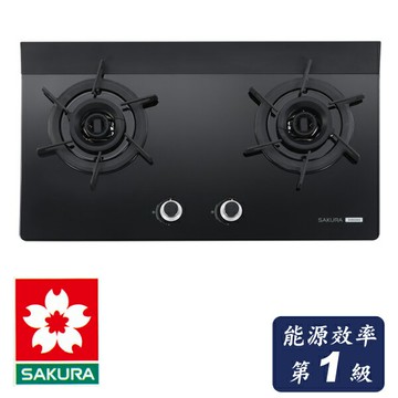 櫻花一級能效檯面式雙炫火雙口玻璃瓦斯爐(黑玻)/G2922AG/液化