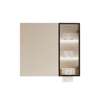 【GU TIN 谷天】鋁合金智能風水鏡櫃 鋁合金風水鏡 太空鋁隱藏式翻開鏡櫃 奶油風浴室衛生間智能鏡櫃