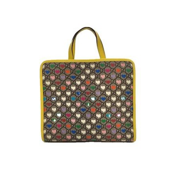 【二手精品 9.8成新】Gucci彩色愛心GG Supreme托特包  編號L79