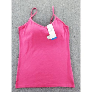 純色日單帶胸墊吊帶女貼身內衣純棉螺紋高彈女內搭胸罩家居女背心