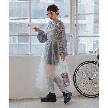 kas秋季新款 內搭外穿超仙百搭仙女薄紗吊帶裙 網紗連衣裙女