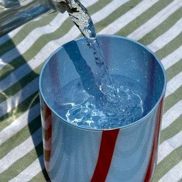 英國 MÆGEN Atina 條紋玻璃水杯 - 藍