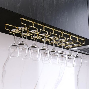 不銹鋼紅酒杯架掛高檔輕奢酒杯架倒掛懸掛家用酒柜高腳杯架收納架