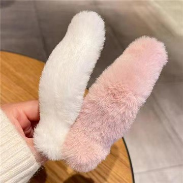 臺灣現/🎀髮夾 髮飾大號一字夾秋冬毛茸茸抓夾橫款女後腦勺子頭飾優雅氣質盤發發夾
