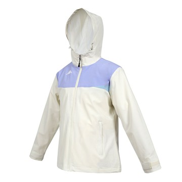 kappa 女內磨毛防水連帽外套-防潑水 慢跑 運動 休閒 上衣 米白紫