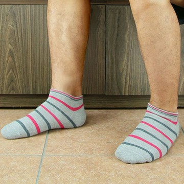 【源之氣】竹炭條紋船型休閒運動襪/男 6雙組 RM-30005