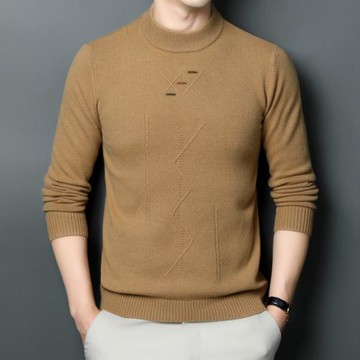 秋冬季羊毛衫中年男士半高領爸爸裝純羊毛休閑針織打底衫保暖毛衣