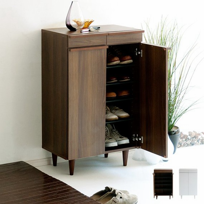 シューズラック シューズボックス おしゃれ 幅60 下駄箱 木製 玄関収納 靴箱 スリム 靴収納 靴入れ シンプル 収納家具 ホワイト ダークブラウン 通販 Lineポイント最大0 5 Get Lineショッピング
