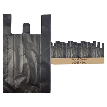 World Clean 黑色手提塑膠袋  10L  100個
