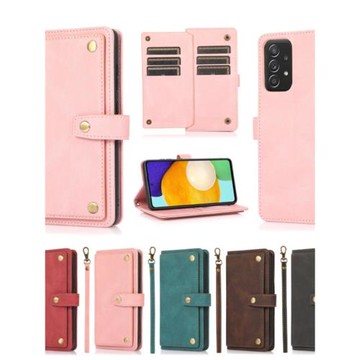 適用于三星S21FE斜挎背帶掛繩手機殼A72插卡S20FE歐美A52零錢卡包A34 A54 A24 A14復古風S23ULTRA新款S20 S10