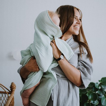 薄荷棉布嬰兒襁褓 - 男女通用新生兒毯