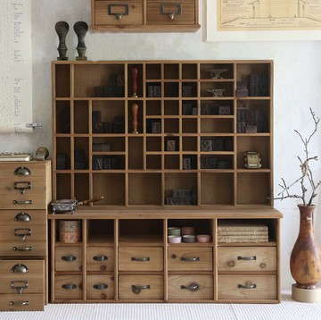 日式侘寂風格 復古脫漆作舊百寶格收納盒 桌面/牆面 多向擺放