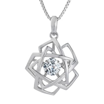 Crossfor New York 純銀懸浮閃動項鍊 十字光芒鑽觀賞專用放大鏡、禮盒提袋及心願小卡封口貼  鍊長40cm + 延長鍊5cm  Bloom盛開