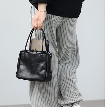 软皮 托特包日式手工小方包 休闲女包多功能手提