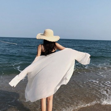 遮陽衣 遮陽 沙灘衣 海邊衣 騎車遮陽衣 冰絲衣 空調衣 太陽衣 冰絲透氣速乾 曬衣海邊女夏季高檔長袖薄款百搭超仙女中