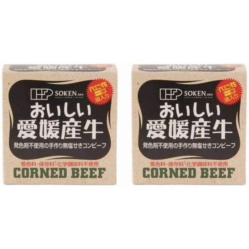 創健社 缶詰 無塩せきコンビーフ 80g×2  愛媛県産牛肉を100％使用