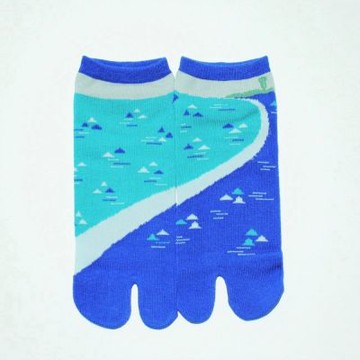 TABI-JI奈良足袋襪(分趾襪)-踝襪(23-25公分)-江之島(橘/藍)