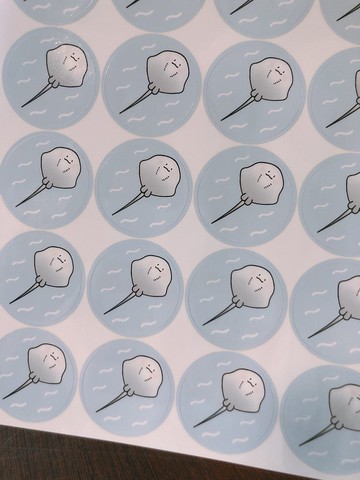 魟魚 圓形貼紙 3CM