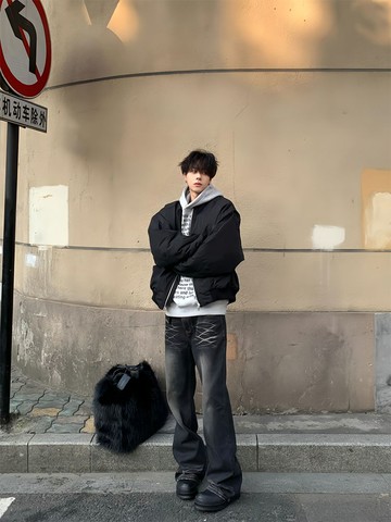 cleanfit飛行員棉服男秋冬季潮牌工裝黑色棒球服短款加厚夾克外套-貼心家居