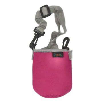 PUKU 藍色企鵝 揹帶水杯套 彈性布材質不易變形 適用水壺杯底直徑7cm 大約250-600ML  桃紅色  1個