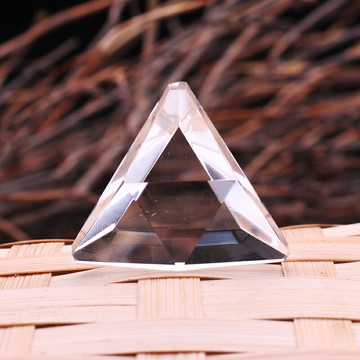 如鴻天然白水晶原石擺件星空六芒星三角形切面