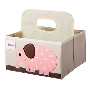 加拿大 3 Sprouts - 雙面手提籃-粉色大象