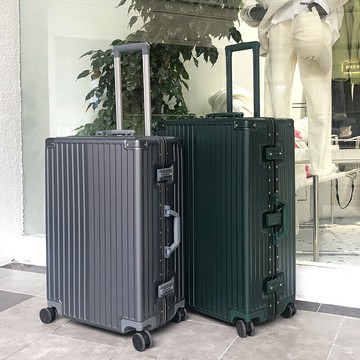 免運 優樂悅~獨行狼商務行李箱女鋁框拉桿箱男結實耐用旅行箱密碼皮箱子登機箱 行李箱