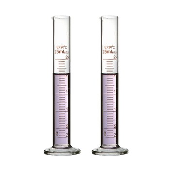 其他配件 25ml 玻璃刻度量筒 2入量筒 耐高溫量杯 實驗室器皿 刻度杯 帶刻度量杯 刻度杯 樣本液體 618-GPT25