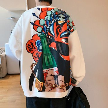 華夫格衛衣男春秋新款重磅長袖上衣港風寬松休閑打底衫男士衣服潮