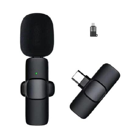 NE SHIPS Professional Wireless Lavalier Lapel Mini Microphone for iPhone ＆ Android Smartphones with 2-in-1 Receiver,USB Type-C, Supports Video Record